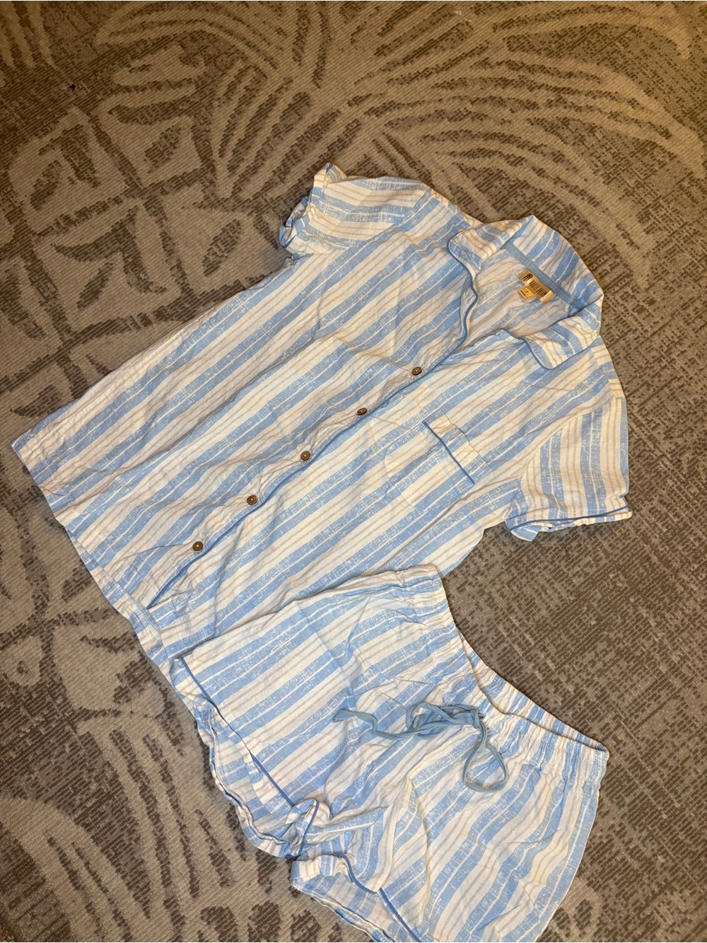 Haute Dreamz Blue White Stripe 100% Cotton Pajama Set Size Small - Picture 14 of 14